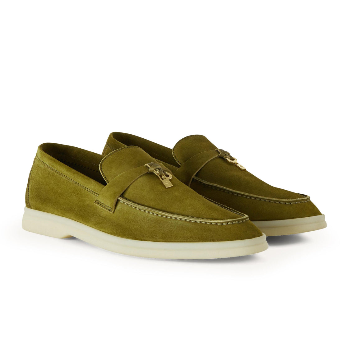 Loro Piana Summer Walk Suede Loafers - Olive