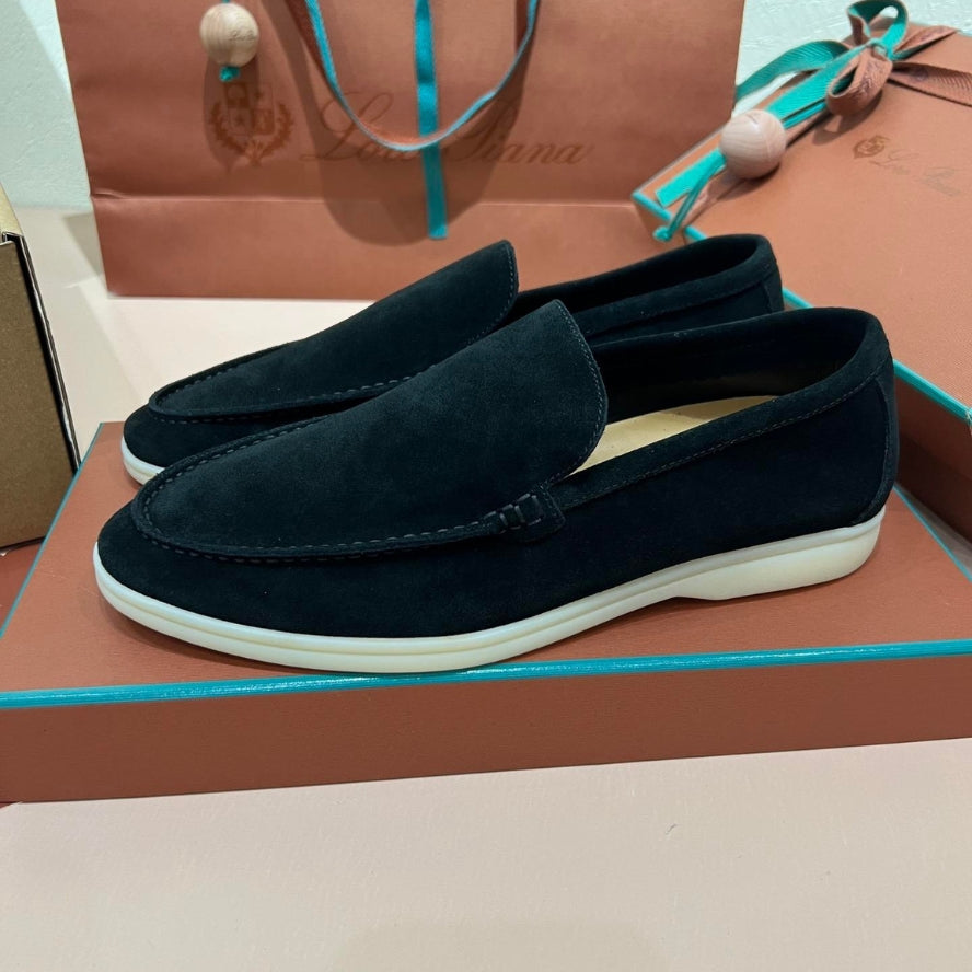 Loro Piana Summer Walk Suede Loafers - Black (132)