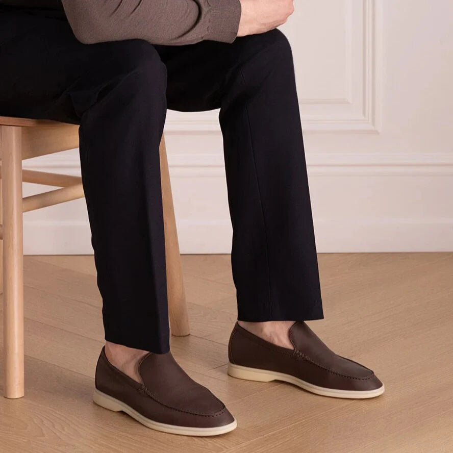 Loro Piana Summer Walk Elk Leather Loafers - Very Dark Brown (H027)