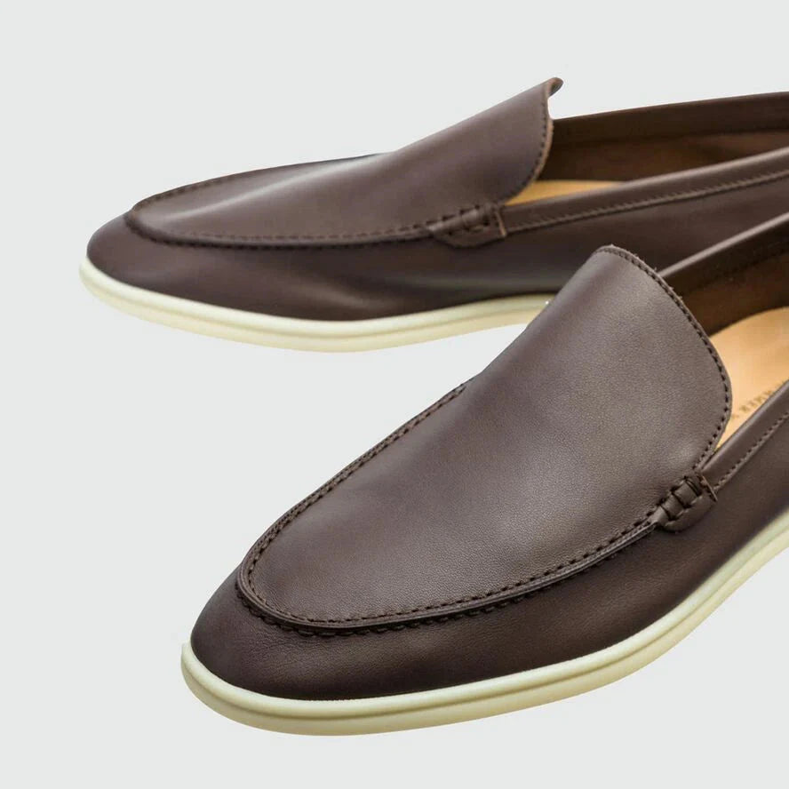 Loro Piana Summer Walk Elk Leather Loafers -  Very Dark Brown (H027)