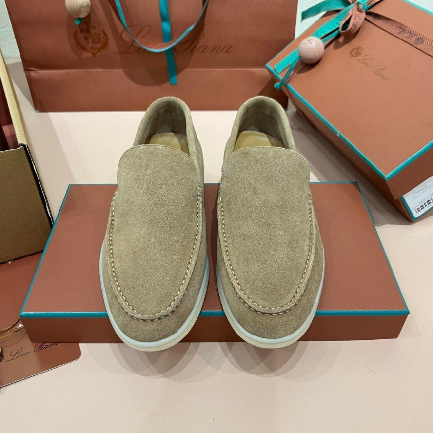 Loro Piana Summer Walk Suede Loafers - Powder Tea