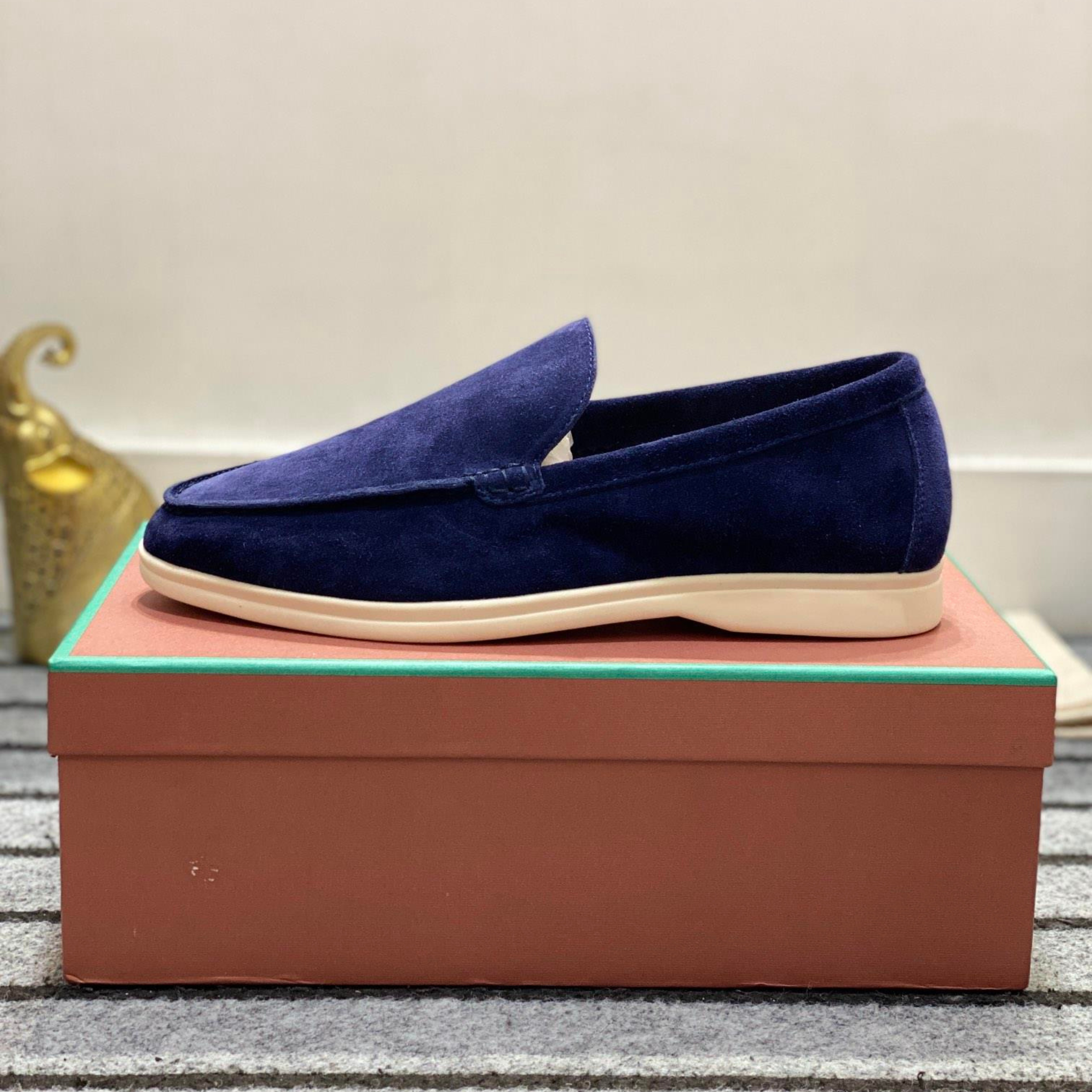 Loro Piana Summer Walk Suede Loafers - Dark Navy Blue ( 040)