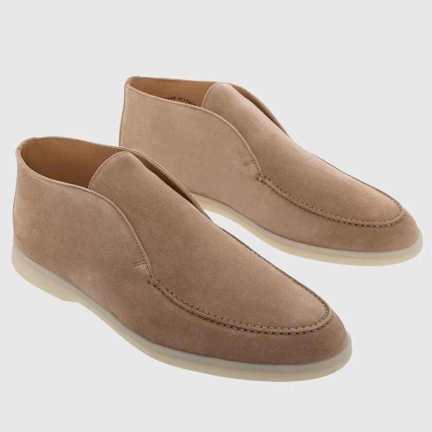 Loro Piana Open Walk Suede Ankle Boots - Beige (217)