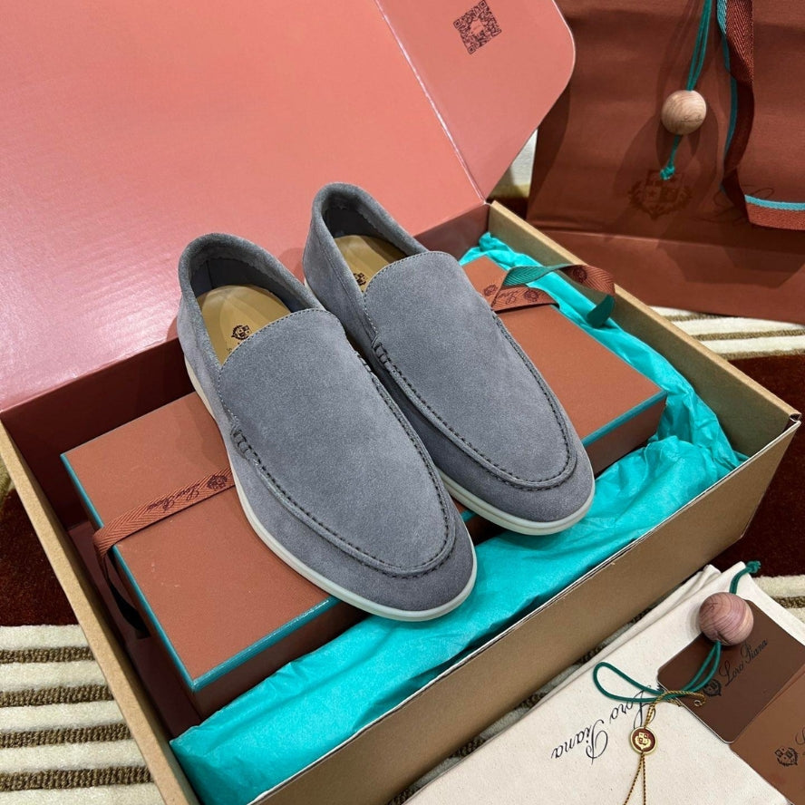 Loro Piana Summer Walk Suede Loafers - Frozen Blue (131)