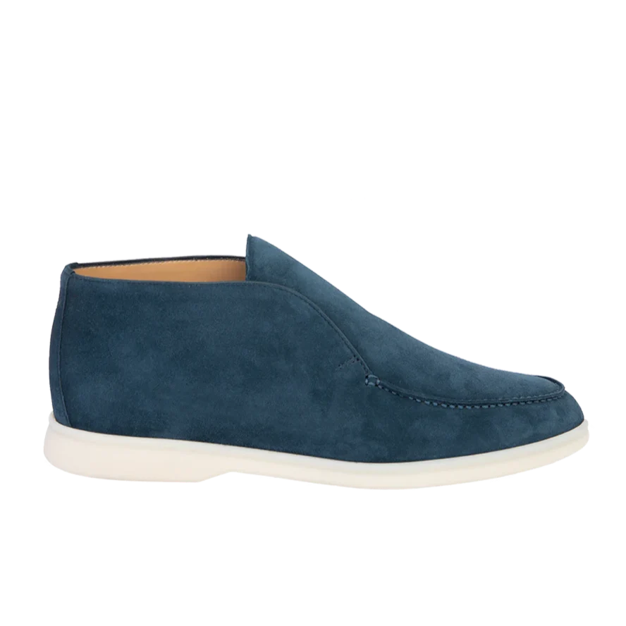 Loro Piana Open Walk Suede Ankle Boots - Dark Blue