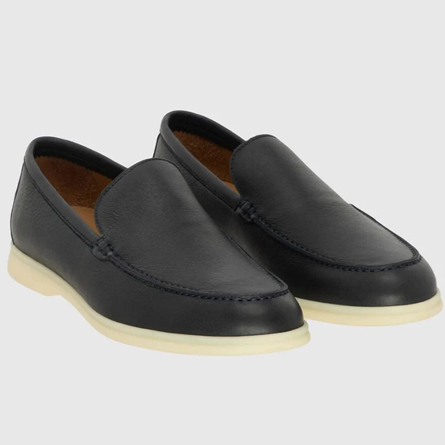 Loro Piana Summer Walk Elk Leather Loafers - Navy Blue (W000)