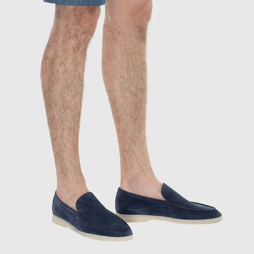 Loro Piana Summer Walk Suede Loafers - Dark Navy Blue ( 040)