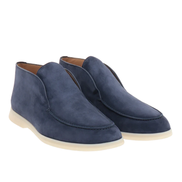 Loro Piana Open Walk Suede Loafers - Dark Blue
