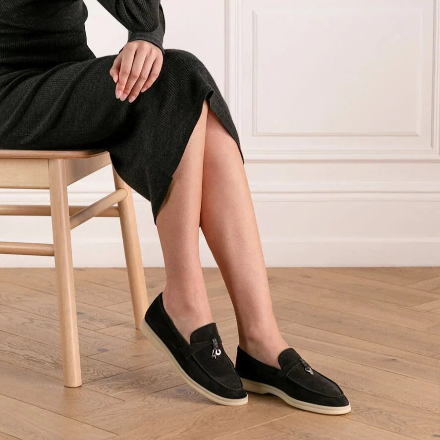 Loro Piana Summer Charm Suede Loafers - Black (029)