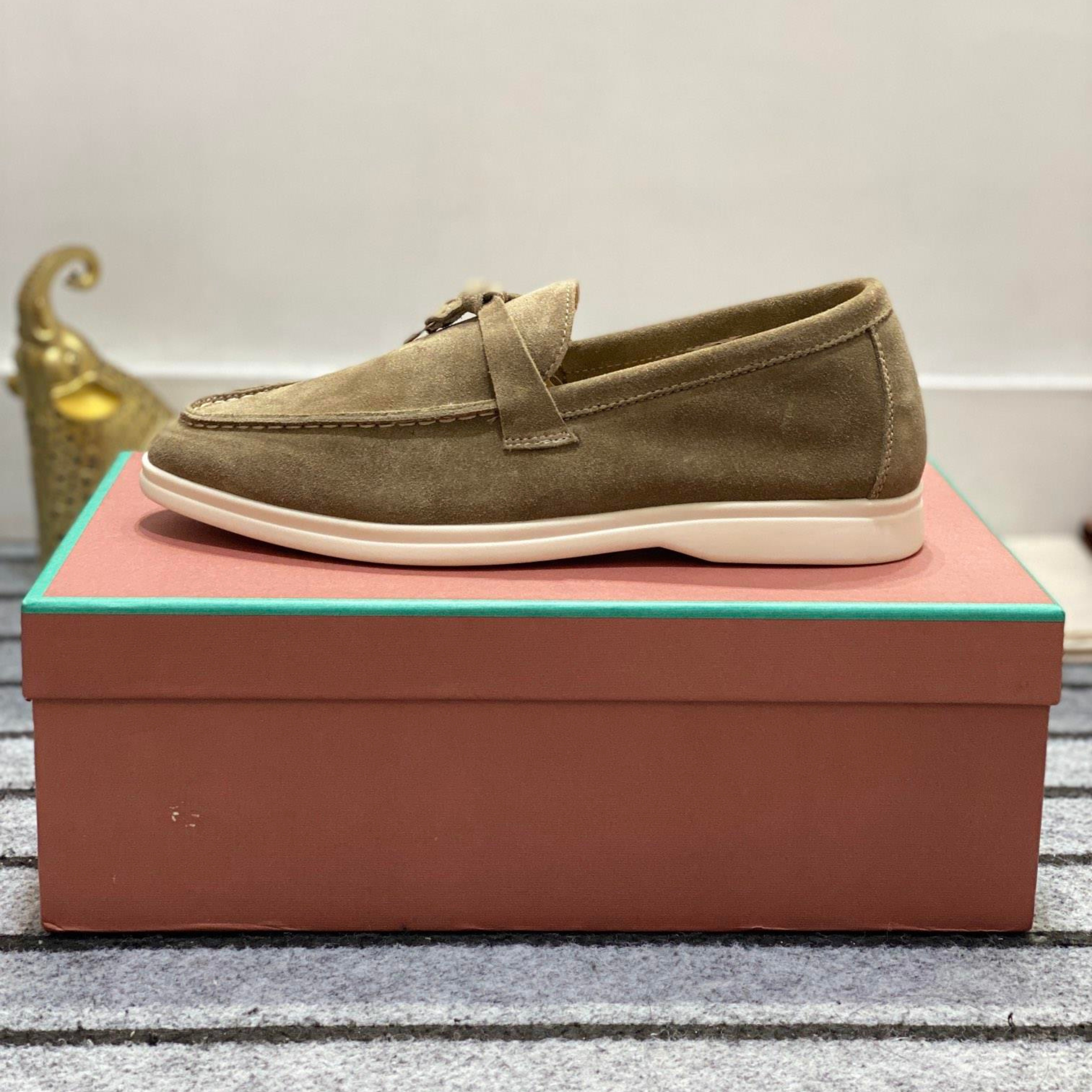 Loro Piana Summer Walk Suede Loafers - Olive