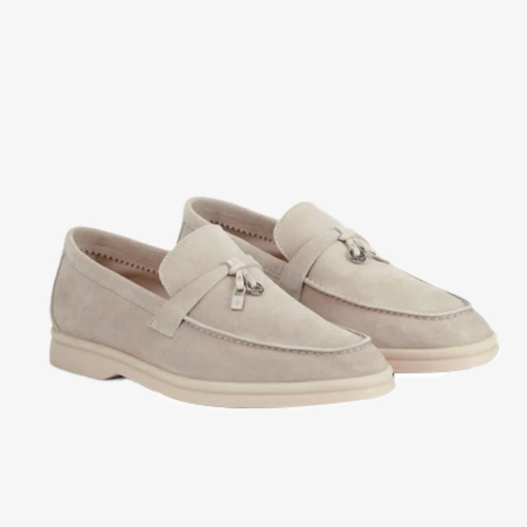 Loro Piana Summer Charms Suede Loafers - Light Beige
