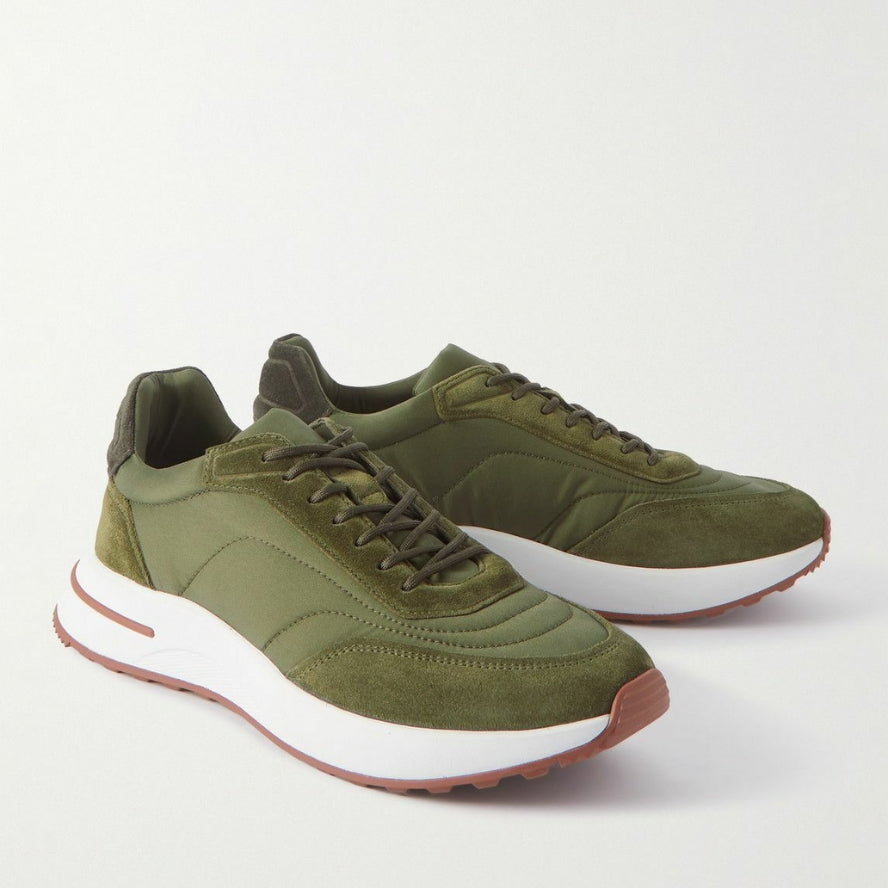 Loro Piana Weekend Walk Suede Sneakers -  Green