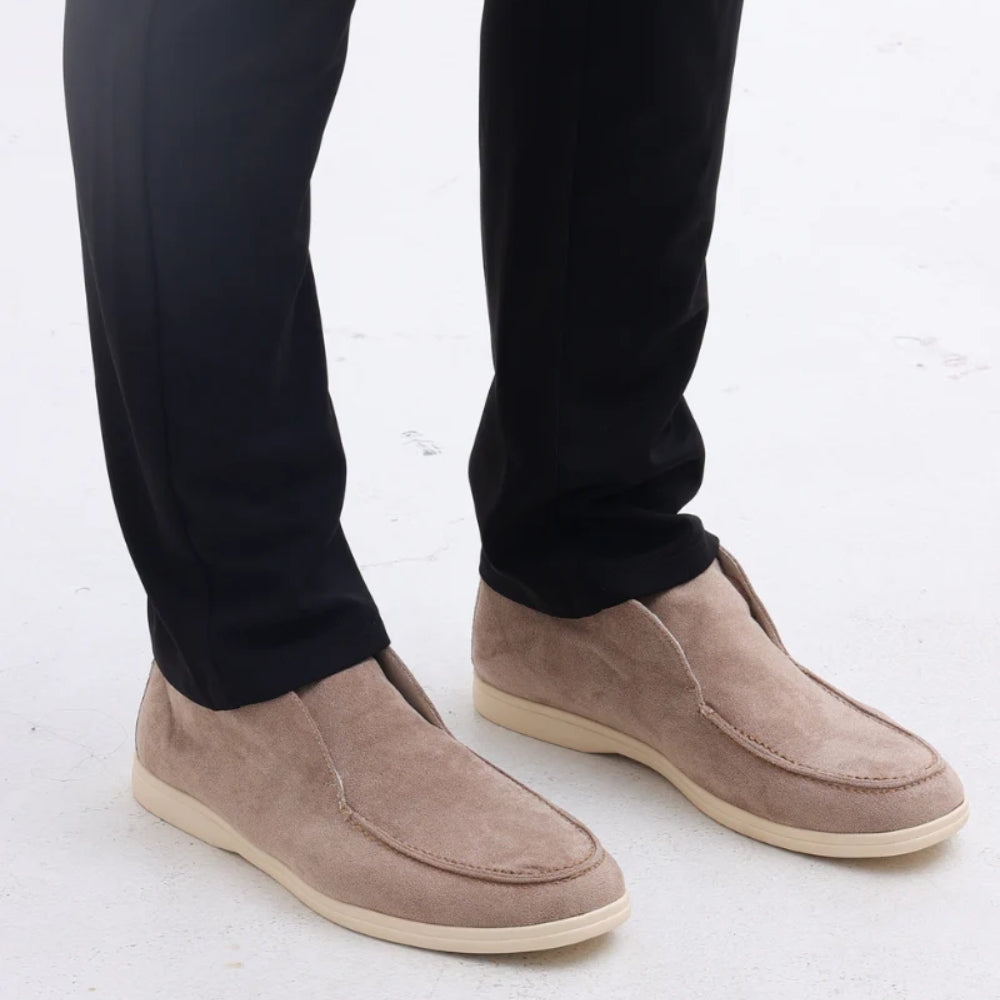 Loro Piana Open Walk Suede Ankle Boots - Woodsmoke Beige