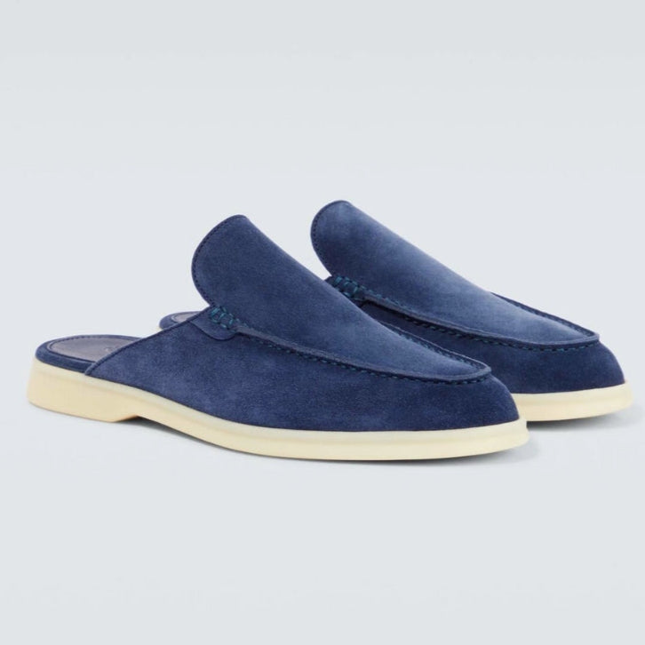 Loro Piana Babouche Walk Suede Slippers - Racing Blue (202)