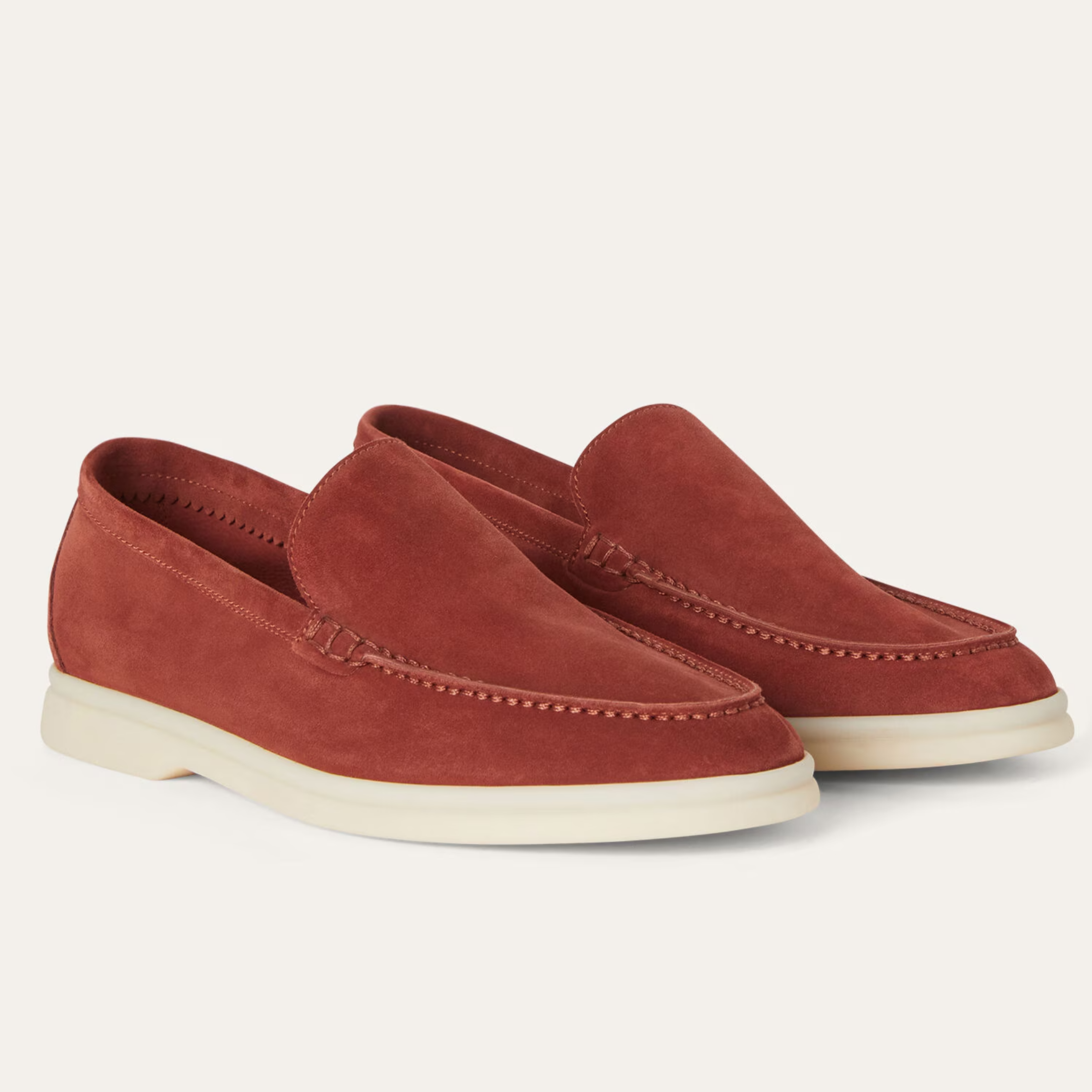Loro Piana Summer Walk Suede Loafers -  Dried Red (R0DV)