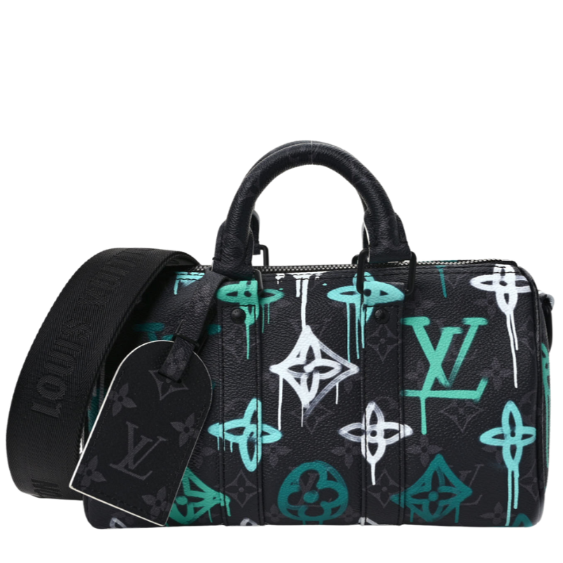Louis Vuitton Monogram Eclipse Graffiti Keepall Bandoulière 25 Shoulder Bag -  Green Lights