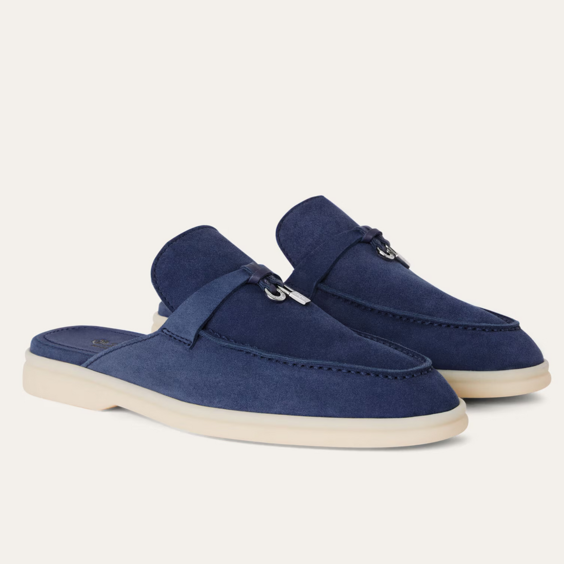 Loro Piana Babouche Charms Walk Suede Loafers - Blue Fluorite (010)