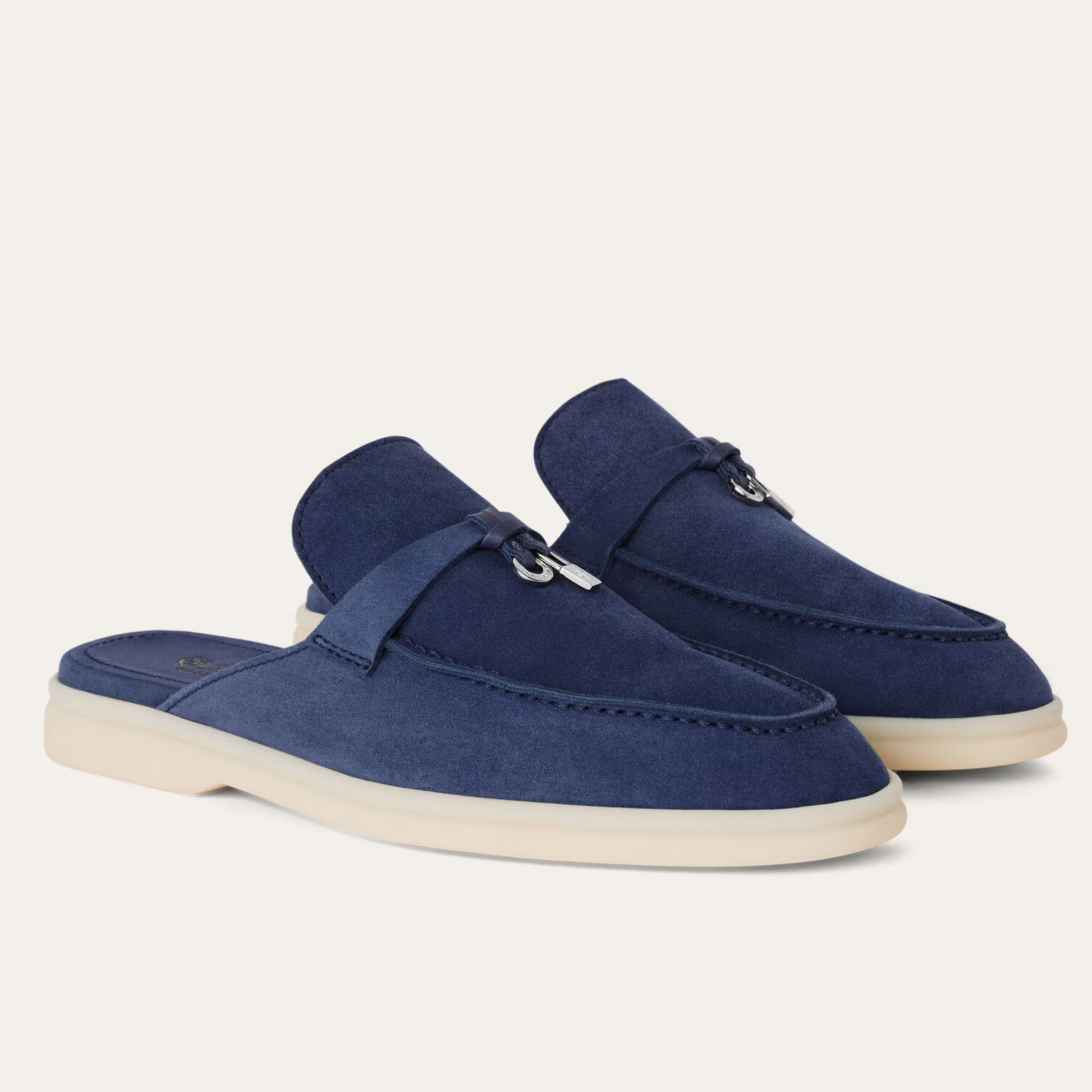 Loro Piana Babouche Charms Walk Suede Loafers - Blue Fluorite (010)