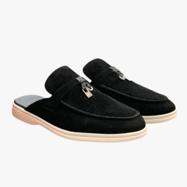 Loro Piana Charms Walk Babouche Suede Loafers - Black (062)