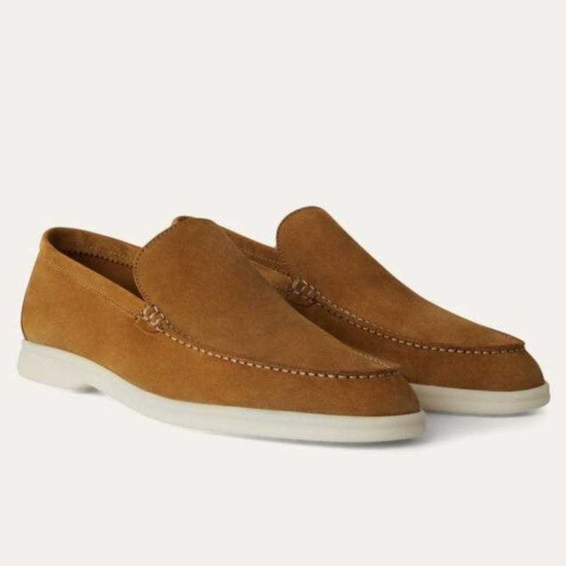 Loro Piana Summer Walk Suede Loafers - Tan (HD96)