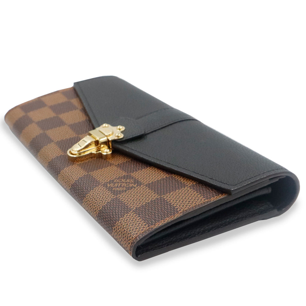 Louis Vuitton Damier Ebene Clapton Long Wallet - Brown