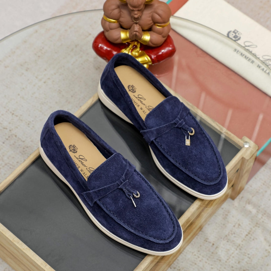 Loro Piana Summer Charms Walk Suede Loafer – True Dark Blue (108)