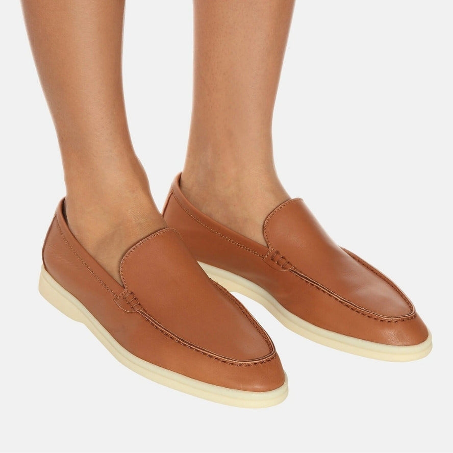 Loro Piana Summer Walk Calfskin Loafers - Havana Brown