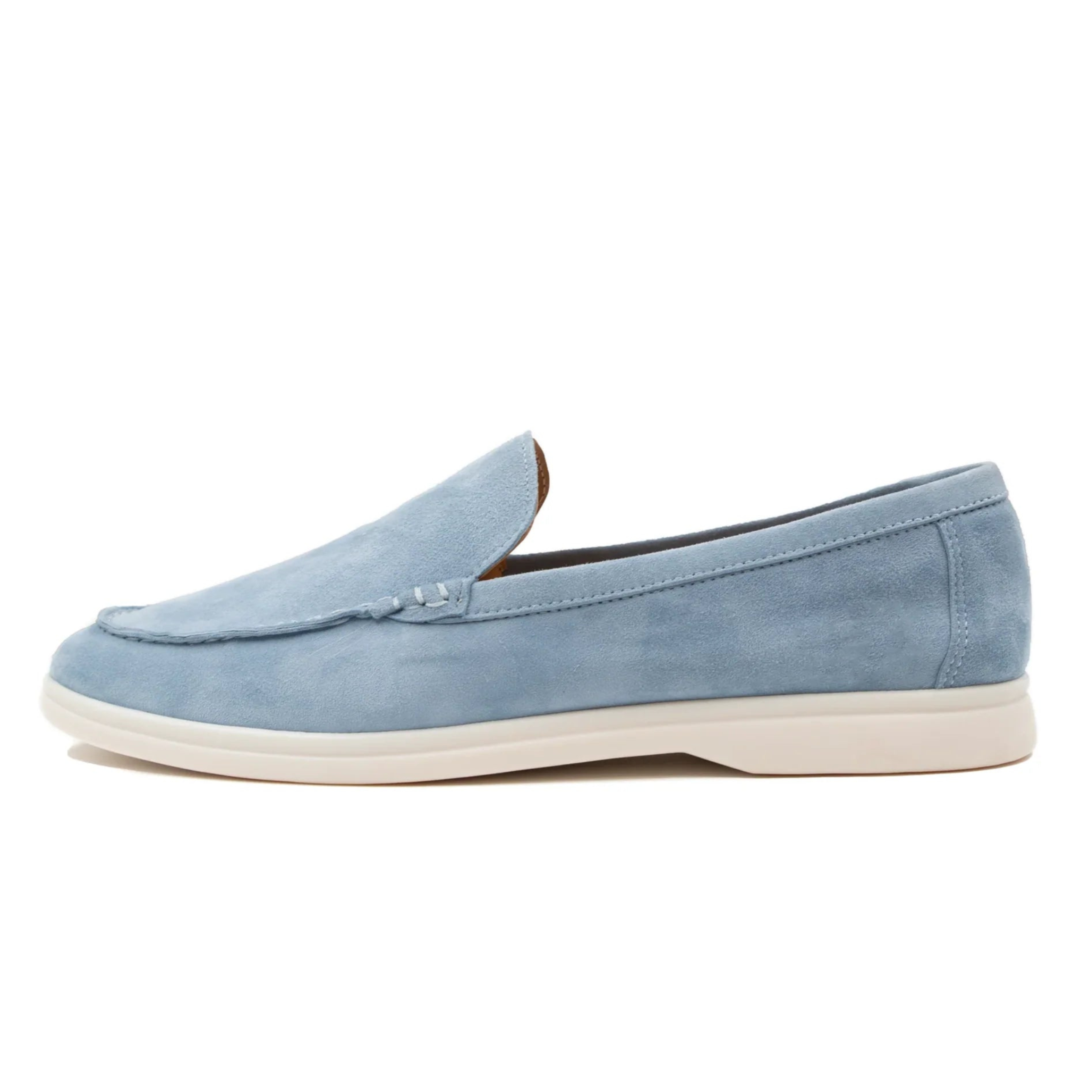 Loro Piana Summer Walk Suede Loafers - Polvere Blue