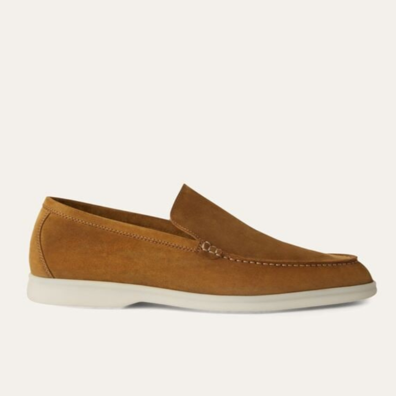 Loro Piana Summer Walk Suede Loafers - Tan (HD96)