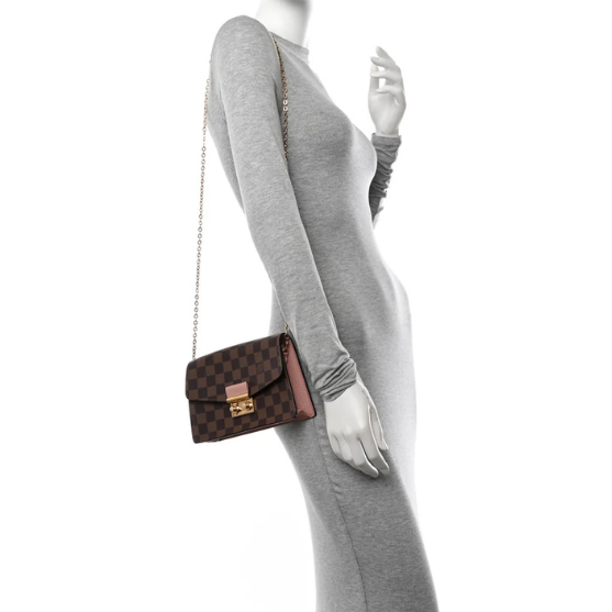 Louis Vuitton Damier Ebene Croisette Chain Wallet Magnolia - Dark Brown