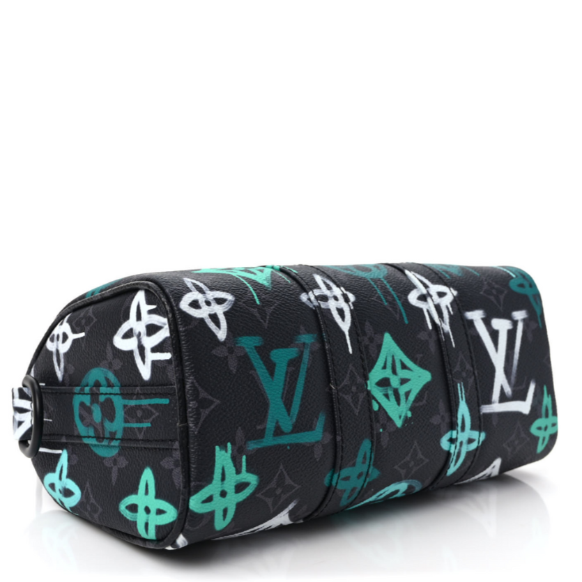 Louis Vuitton Monogram Eclipse Graffiti Keepall Bandoulière 25 Shoulder Bag -  Green Lights