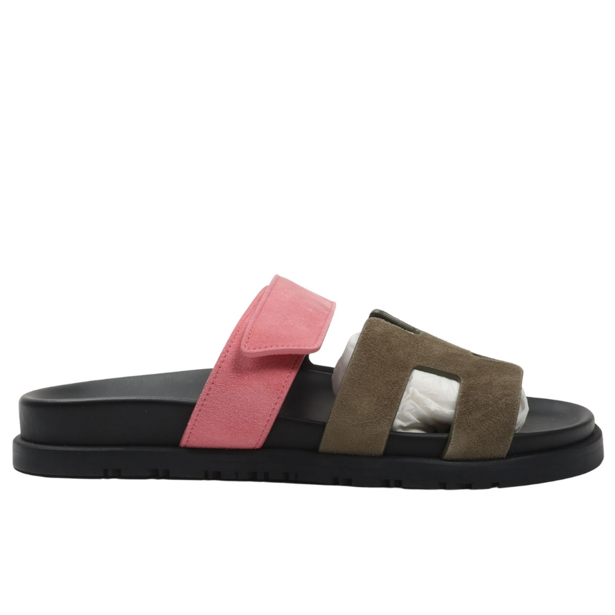 Hermes Chypre Sandals - Pink & Vert Toundra