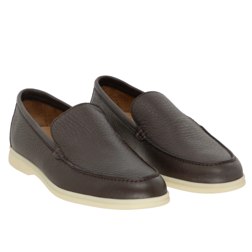 Loro Piana Summer Walk Elk Leather Loafers -  Very Dark Brown (H027)