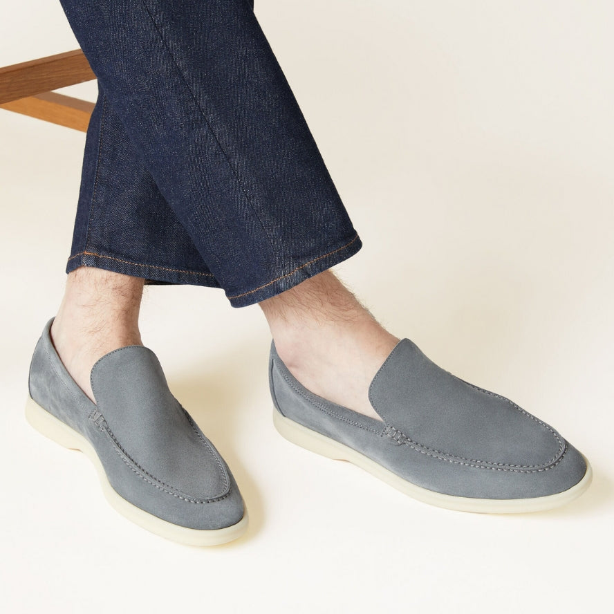 Loro Piana Summer Walk Suede Loafers - Frozen Blue (131)