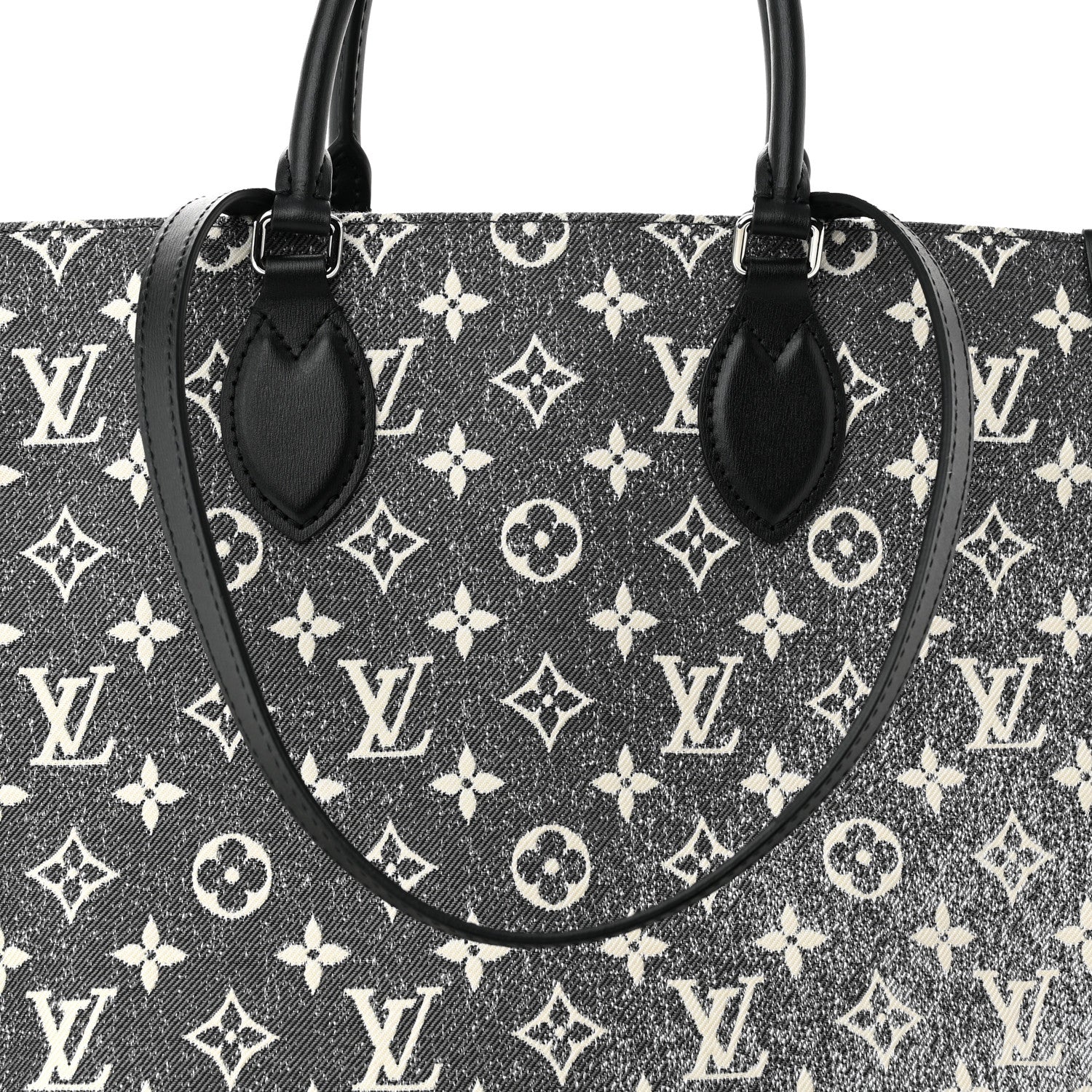 Louis Vuitton Jacquard Denim OnTheGo MM Tote Bag - Black White