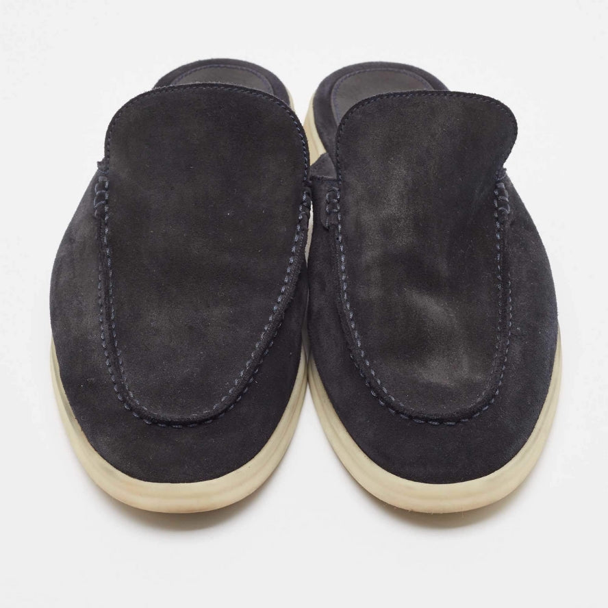 Loro Piana Babouche Walk Suede Loafers - Black (203)