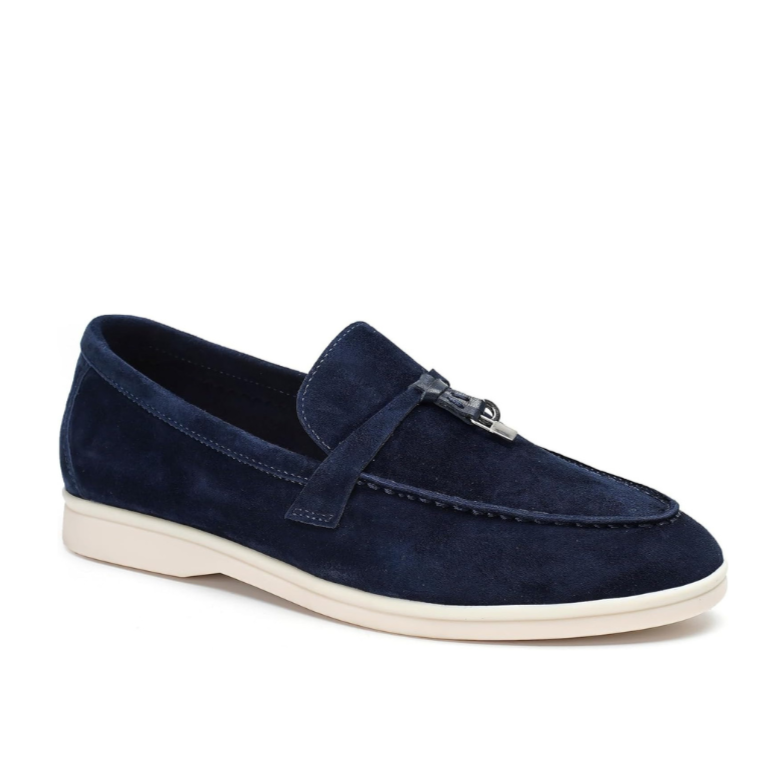 Loro Piana Summer Walk Suede Loafers – Navy Blue (199)