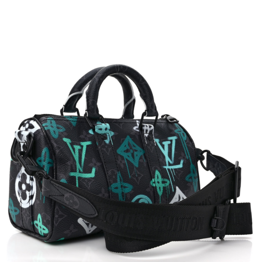 Louis Vuitton Monogram Eclipse Graffiti Keepall Bandoulière 25 Shoulder Bag -  Green Lights