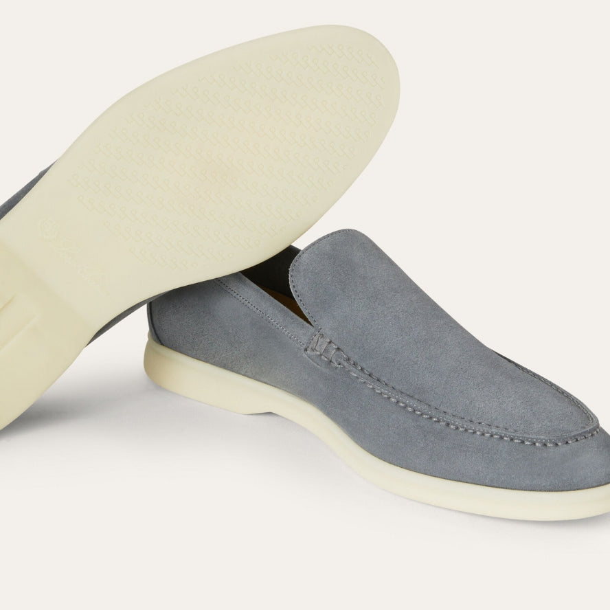 Loro Piana Summer Walk Suede Loafers - Frozen Blue (131)