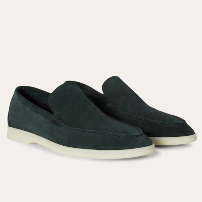 Loro Piana Ocean Front Suede Loafers - Dark Green (133)
