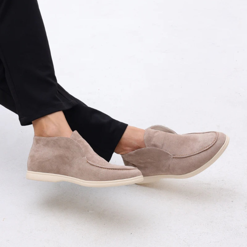 Loro Piana Open Walk Suede Ankle Boots - Woodsmoke Beige