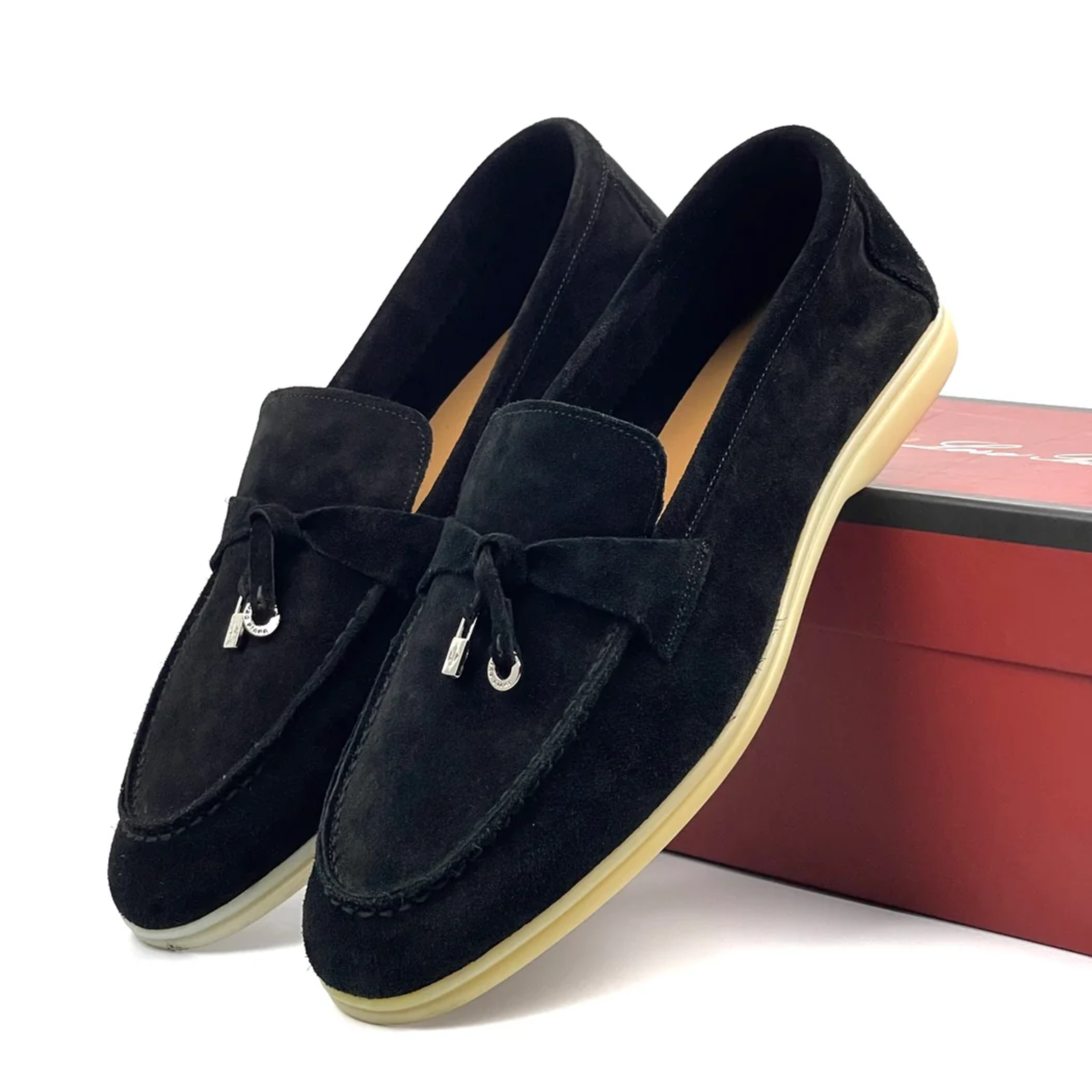 Loro Piana Summer Charm Suede Loafers - Black (029)