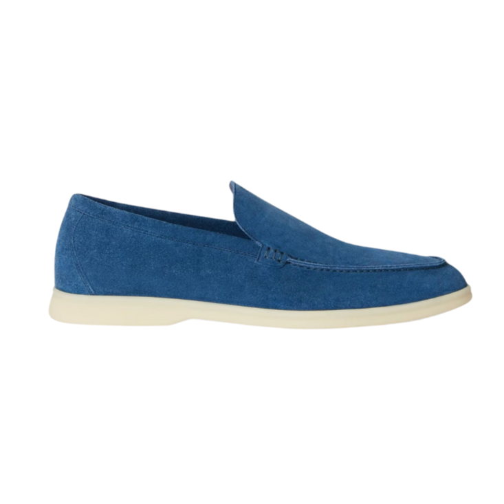 Loro Piana Summer Walk Suede Loafers - Cobalt Ink