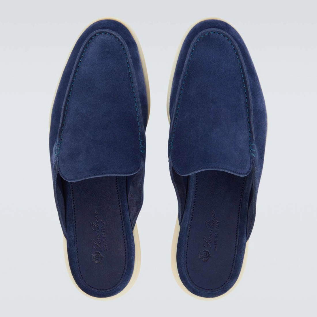 Loro Piana Babouche Walk Suede Slippers - Racing Blue (003)