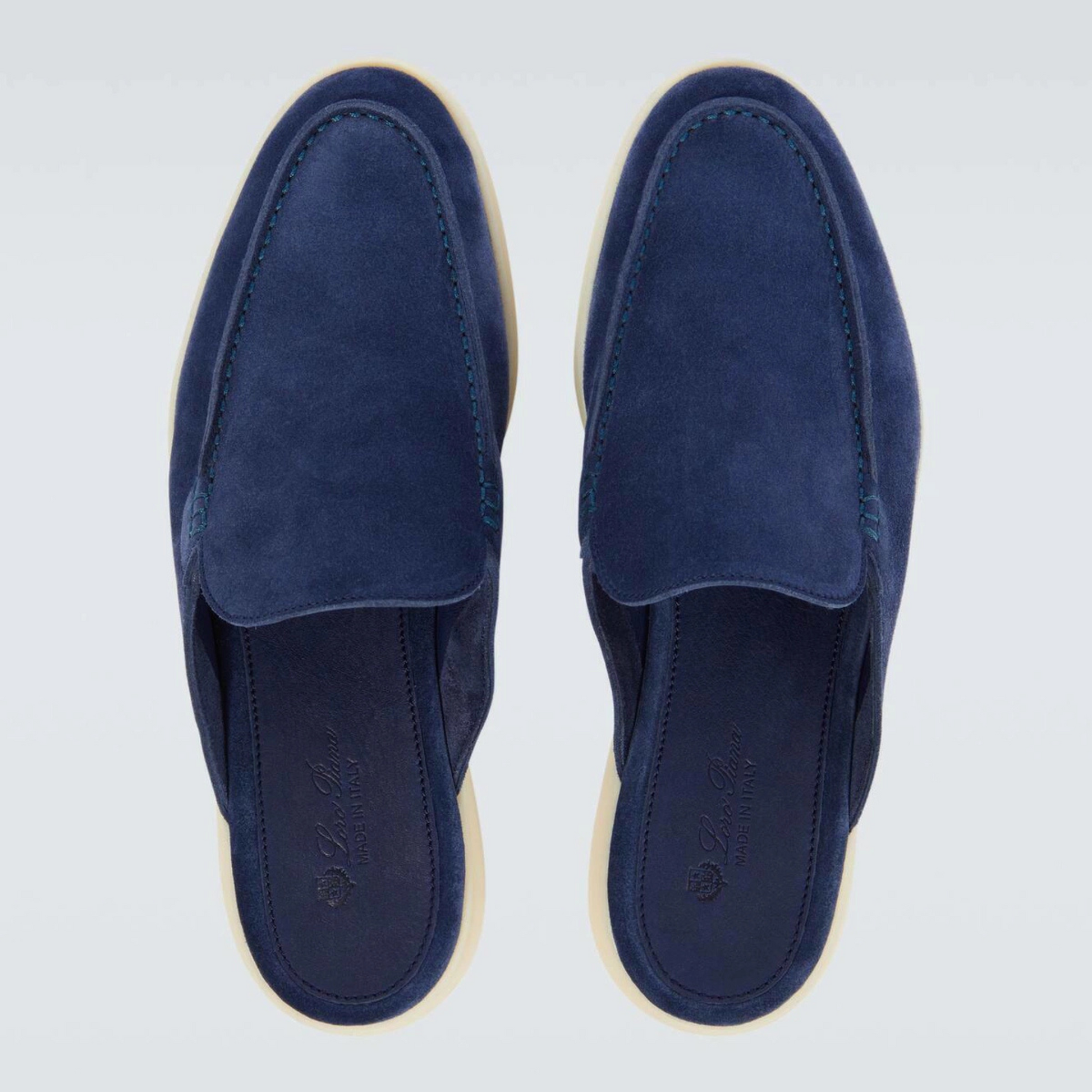 Loro Piana Babouche Walk Suede Slippers - Racing Blue (003)