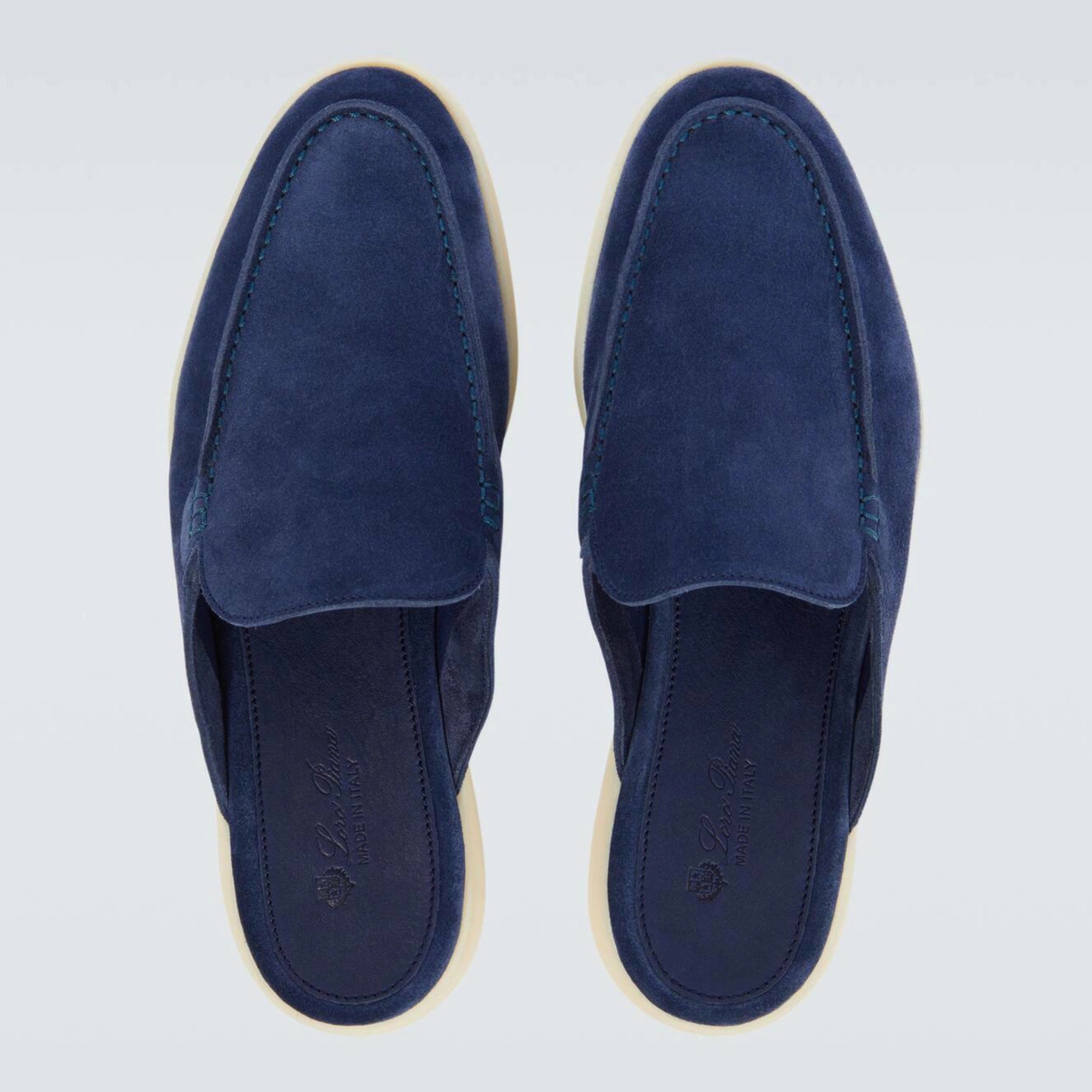Loro Piana Babouche Walk Suede Slippers - Racing Blue (003)