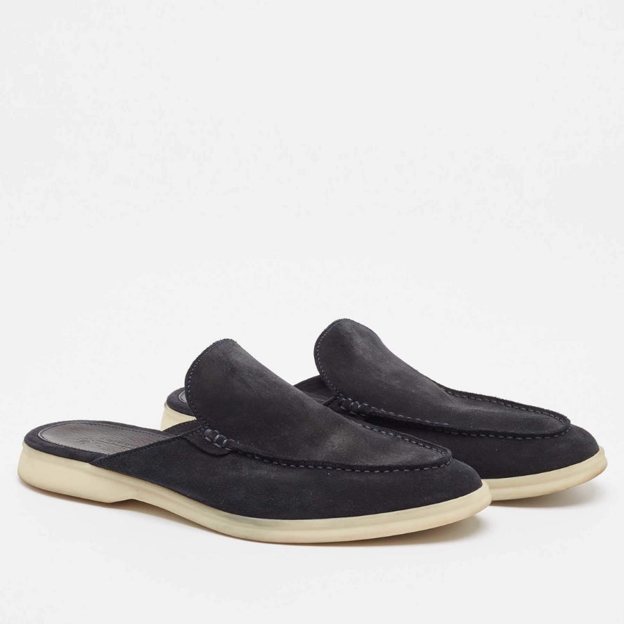 Loro Piana Babouche Walk Suede Loafers - Black (203)