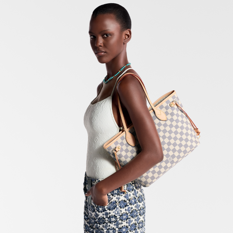 Louis Vuitton Neverfull MM Damier Azur Tote Bag - White