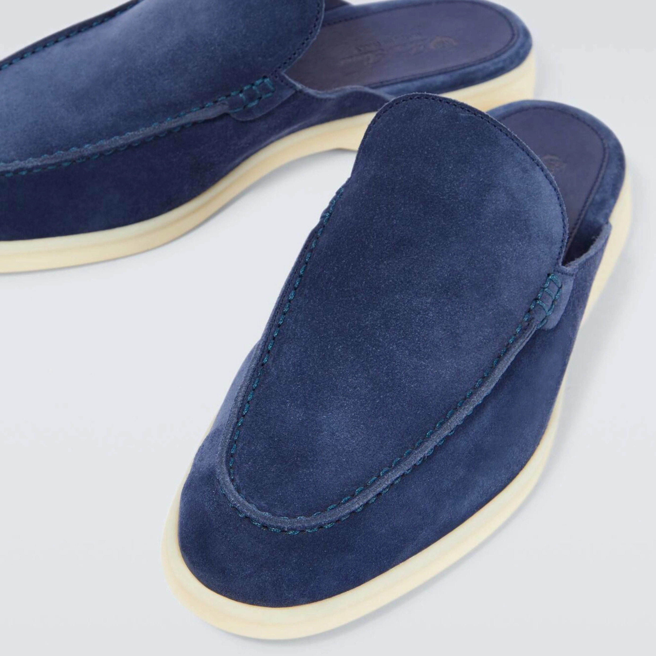 Loro Piana Babouche Walk Suede Slippers -  Racing Blue (003)