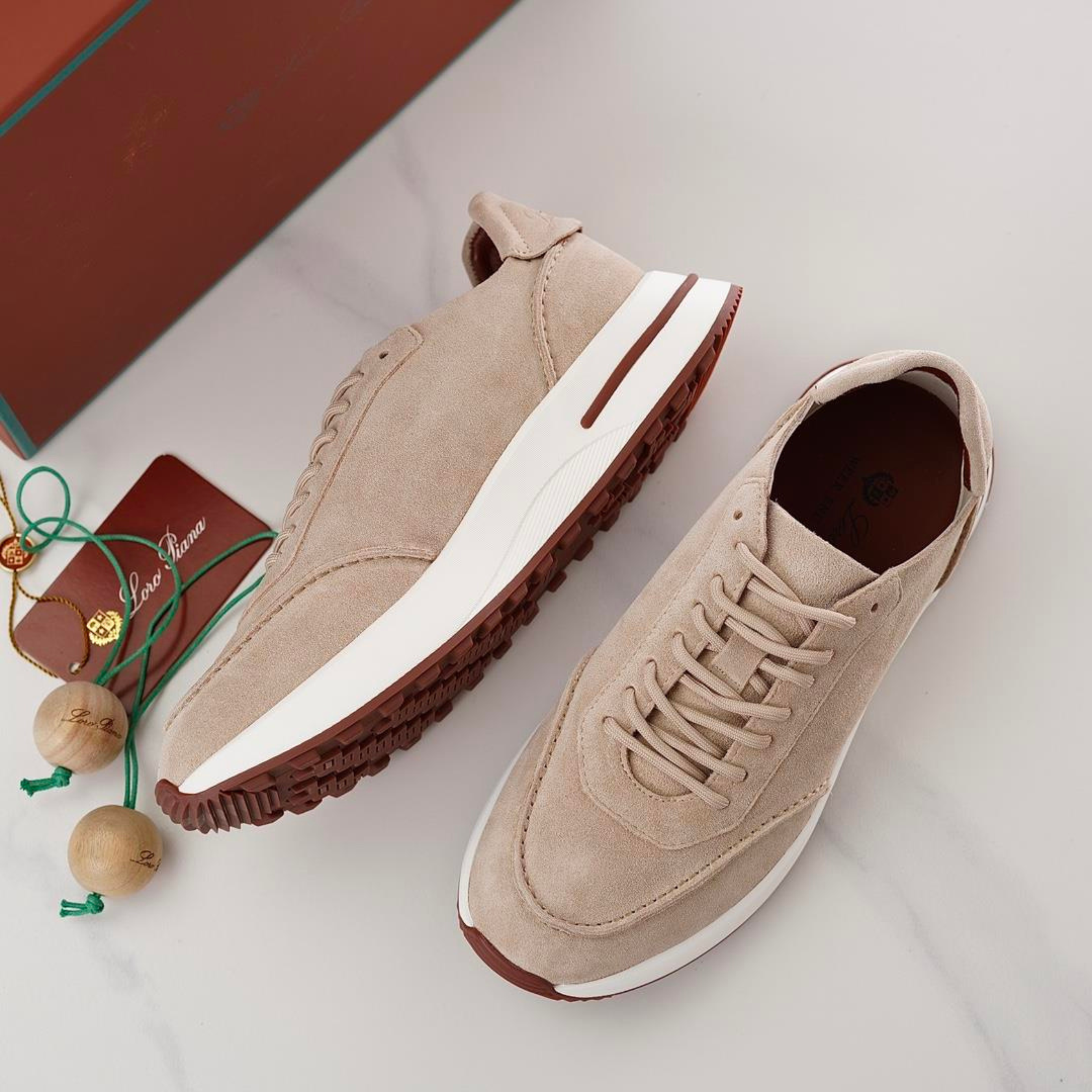 Loro Piana Weekend Walk Suede Sneakers - Sand Shell